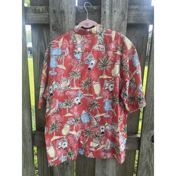 REYN SPOONER Cocktail Short Sleeve Button Cotton Hawaiian Shirt Men Size L - Picture 2 of 5